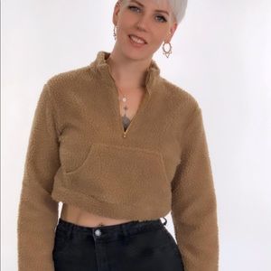 Women Wool Crop Top Jacket